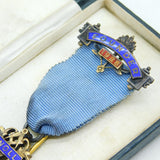 Boxed Sterling Silver & Enamel Neath Masonic Medal Antique 1927 Birmingham