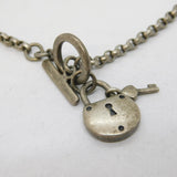 Sterling Silver & Turquoise Set Padlock Chain Bracelet Vintage c1990s