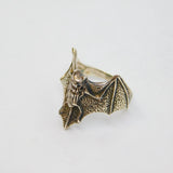 Sterling Silver Textured Bat Biker Style Band Ring Contemporary c1990 Size P