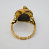 Georgian 9ct Gold Carved High-Relief Lava Cherub Dress Ring Antique c1820s