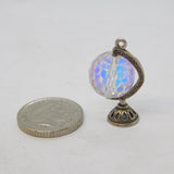 Sterling Silver Glass Set Globe Charm Pendant Vintage c1970s