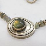 Studio Sterling Silver & Labradorite Dress Pendant Necklace Vintage London