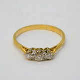Victorian 18ct Yellow Gold Three-Stone Diamond Dress Ring Antique c1880