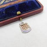 Sterling Silver & Enamel Gloucester Crest Charm Pendant Vintage c1970