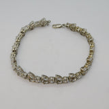 Sterling Silver & Crystal Set Floral Tennis Bracelet Vintage c1990s