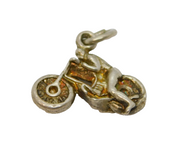 Sterling Silver Motorbike & Figure Charm Pendant Vintage c1970