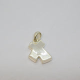 Sterling Silver Pink Shell Set Cross Shaped Charm Pendant Vintage c1970