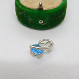 Sterling Silver Blue Topaz Drop Charm Pendant Vintage c1970