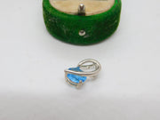 Sterling Silver Blue Topaz Drop Charm Pendant Vintage c1970
