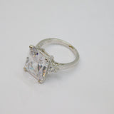 Sterling Silver 3 Cubic Zirconia Chunky Cocktail Ring Vintage c1970 Size N