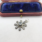 Sterling Silver Blue Topaz Paint Splatter Charm Pendant Vintage c1970