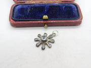 Sterling Silver Blue Topaz Paint Splatter Charm Pendant Vintage c1970