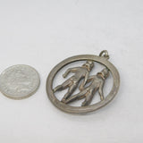 Sterling Silver Twins of Gemini Large Charm Pendant Vintage c1970