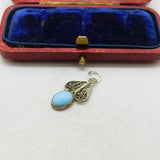Sterling Silver Pretty Turquoise Drop Charm Pendant Vintage c1970
