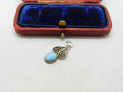 Sterling Silver Pretty Turquoise Drop Charm Pendant Vintage c1970