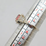 Sterling Silver Multi-Stone Pink & Clear CZ Cocktail Ring Modern c1990 Size M