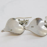 Sterling Silver & Cabochon Amethyst Studio Drop Earrings Vintage