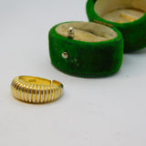 Sterling Silver Gilt Textured Boat Style Open Back Ring Vintage c1970 Size L