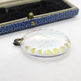 Sterling Silver & Irridescent Cut Scottish Thistle Pendant Vintage c1980