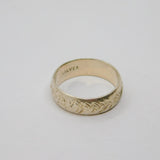 Sterling Silver Patterned Textured Wedding Band Ring Vintage c1970 Size Q
