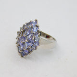 Sterling Silver Multi-Stone Tanzanite Cocktail Ring Vintage c1970 Size M 1/2
