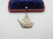 Sterling Silver Filigree Sailing Ship Charm Pendant Vintage c1970