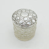 Victorian Sterling Silver & Cut Glass Scales Pattern Vanity Jar Antique 1899