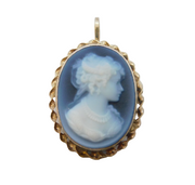 Sterling Silver Carved Hardstone Cameo Pendant Vintage c1980s