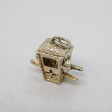 Sterling Silver & Enamel Opening Sedan Chair Charm Pendant Vintage c1970s