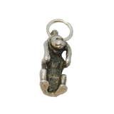 Sterling Silver 'Hear No Evil' Monkey Charm Pendant Vintage c1970s
