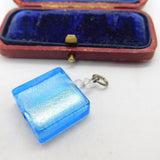 Sterling Silver Blue Glass Perfume Bottle Charm Pendant Vintage c1970