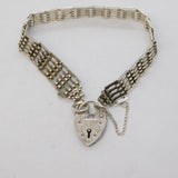 Sterling Silver Gate Link Heart Lock Clasp Charm Bracelet Vintage Birmingham