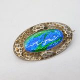 Art Nouveau Sterling Silver & Guilloche Enamel Brooch Antique c1890 Victorian