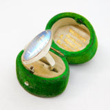 Sterling Silver Ellipse Moonstone Chunky Statement Ring Vintage c1970 Size Q 1/2