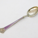 Norwegian Sterling Silver & Purple Enamel Demitasse Spoon Antique c1940s