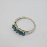 Sterling Silver 5 Oval Sapphire Half Eternity Band Ring Modern c1990 Size N 1/2