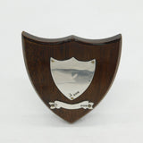 Art Deco Sterling Silver Mounted Carved Wooden Presentation Shield Antique 1928