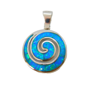 Sterling Silver Greek Opal Set Swirl Charm Pendant Vintage c1970s