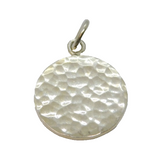 Sterling Silver Small Round Hammered Disc Charm Pendant Vintage c1970