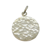 Sterling Silver Small Round Hammered Disc Charm Pendant Vintage c1970