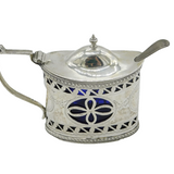 Edwardian Sterling Silver Floral Pierced Mustard Pot Antique 1907 Birmingham
