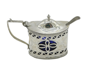 Edwardian Sterling Silver Floral Pierced Mustard Pot Antique 1907 Birmingham