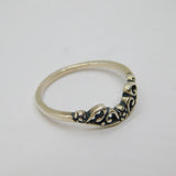 Sterling Silver Floral Curved Front Stacking Band Ring Modern c1990 Size R