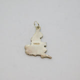 Sterling Silver Red Enamel England Map Outline Charm Pendant Vintage c1970s