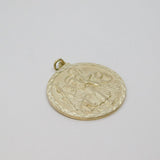 Sterling Silver Matte Finish Round St Christopher Travel Pendant Vintage 1977