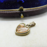Sterling Silver and Abalone Love Heart Charm Pendant Vintage c1970