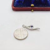 Sterling Silver Amethyst Swirl Drop Charm Pendant Vintage c1970
