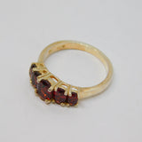 Sterling Silver 5 Graduating Oval Garnet Dress Ring Vintage c1970 Size O 1/2