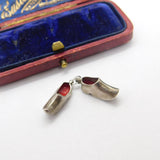 Sterling Silver and Red Enamel Dutch Clogs Charm Pendant Vintage c1970