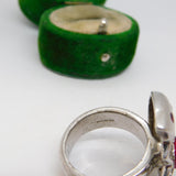 Studio Jewellery Sterling Silver Ruby Set Statement Ring Vintage Birmingham